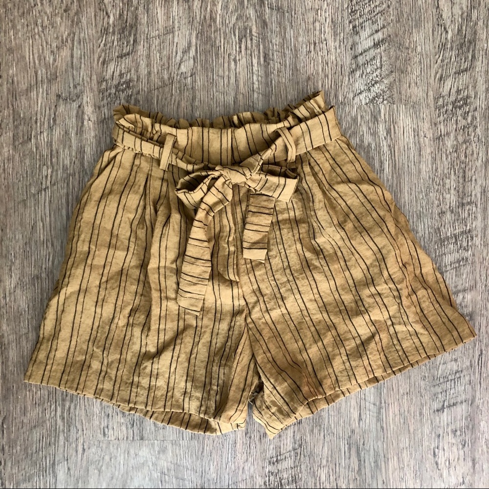 high waisted paper bag shorts